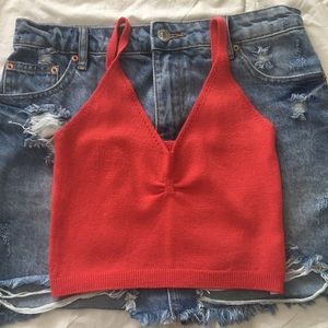 Coral/Salmon Crop Top